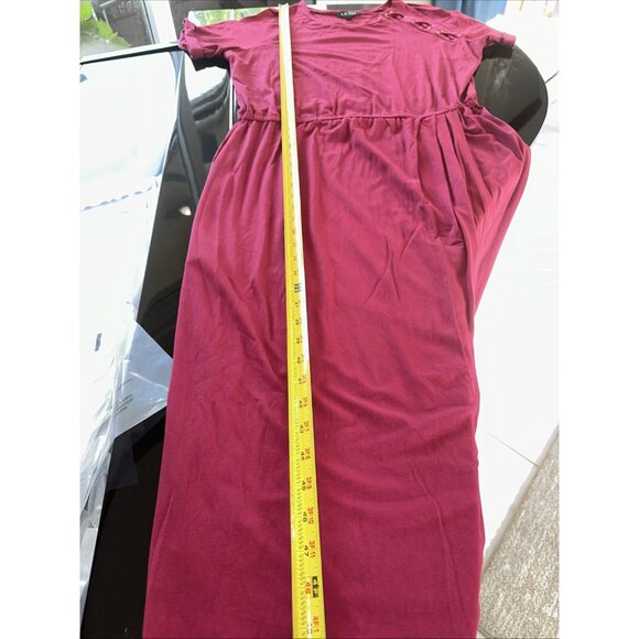 Lauren Ralph Lauren Wine Short Sleeve Boat Neck Midi Dress 1X - Picture 10 of 10
